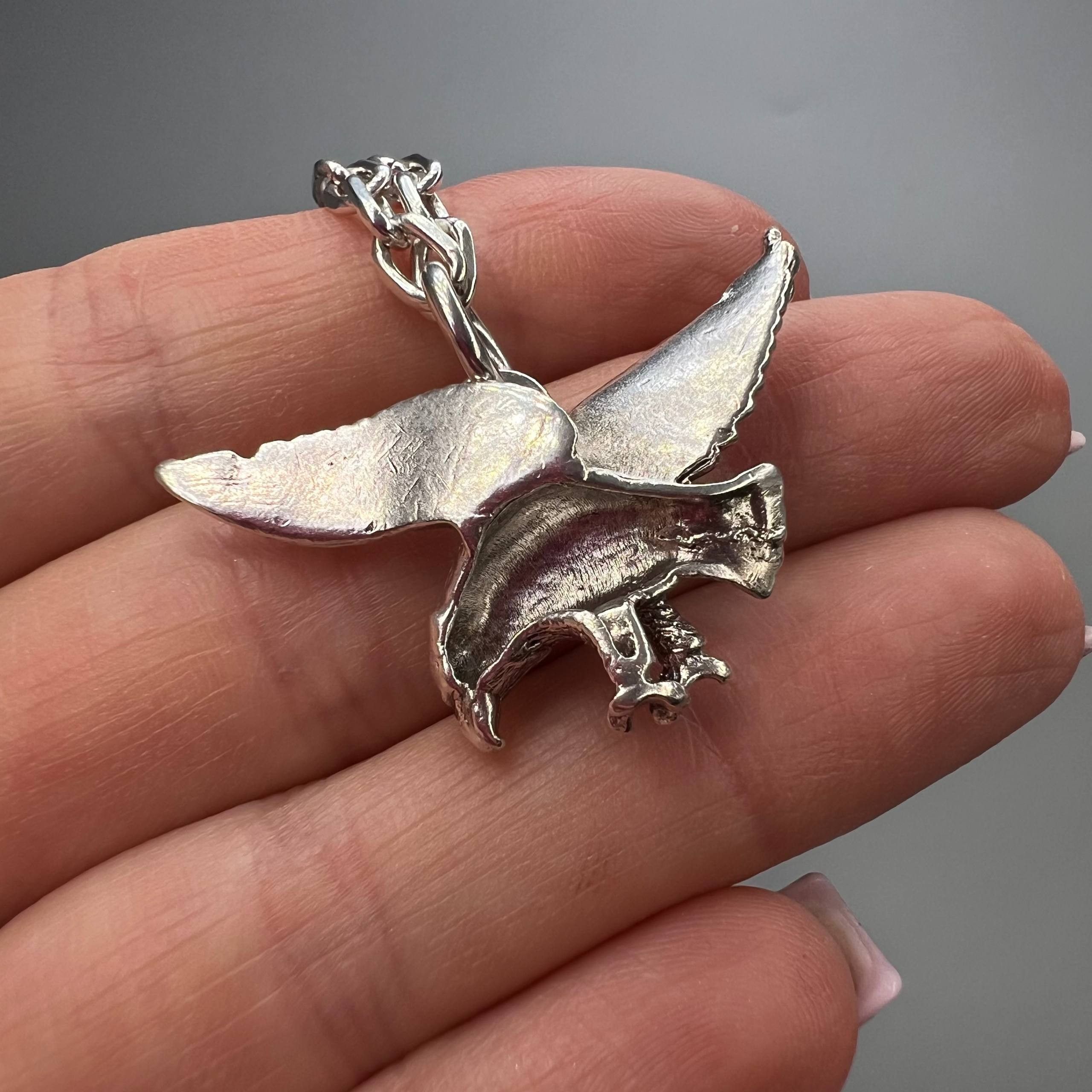 Sterling Silver Vintage Men’s 925 Sterling Silver Eagle Pendant Chain 23.6g Size ONE SIZE - 7 Thumbnail