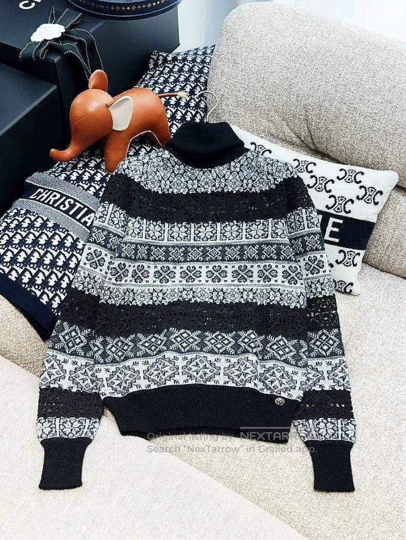 Chanel Chanel Black and white gray mixed colour snowflake turtlen Size XXS / US 00 / IT 34 - 1 Thumbnail