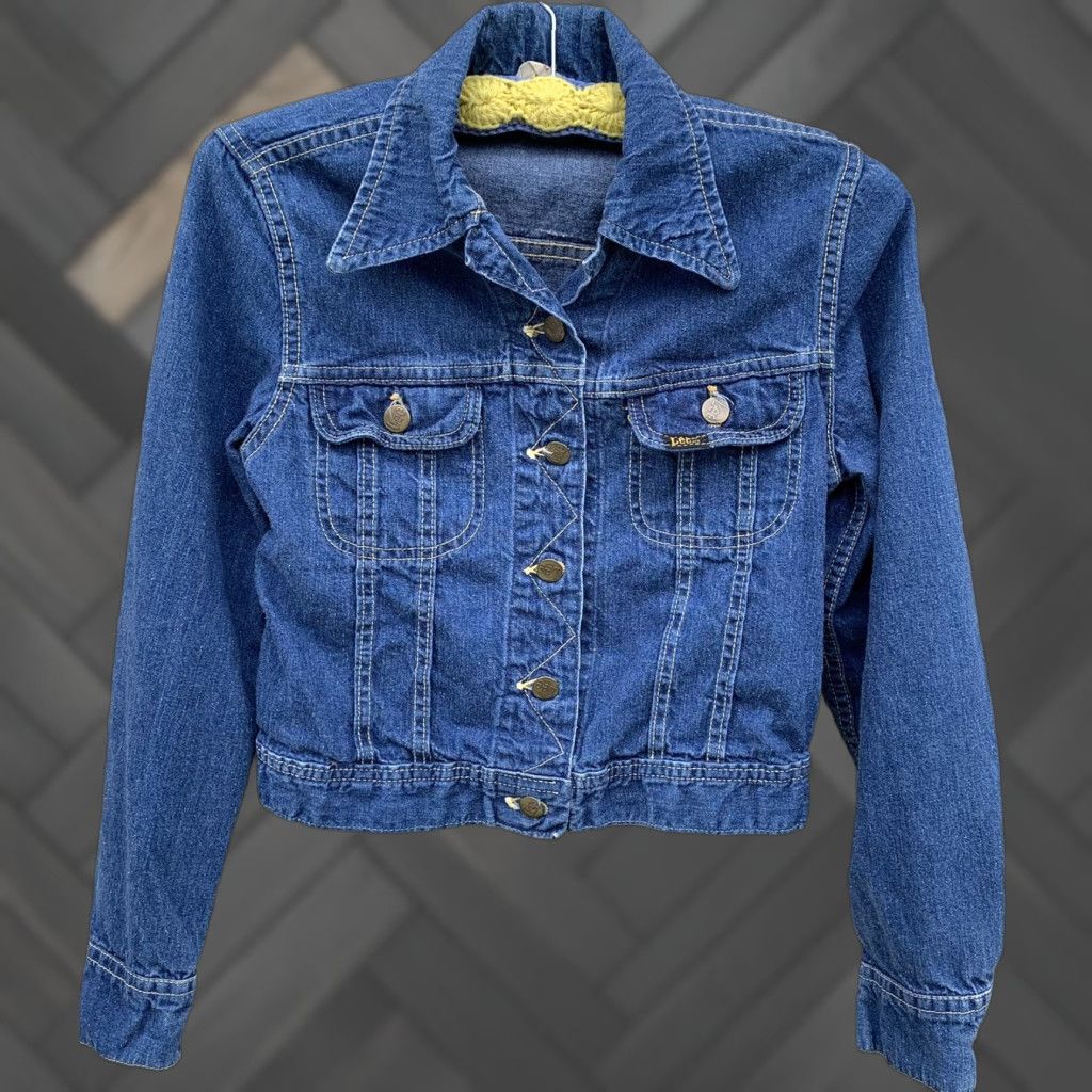Lee VINTAGE Lee Jacket Denim Blue Rockabilly Jeans Jacket Made in USA Size 8 Womens Size 30" / US 8 / IT 44 - 1 Thumbnail