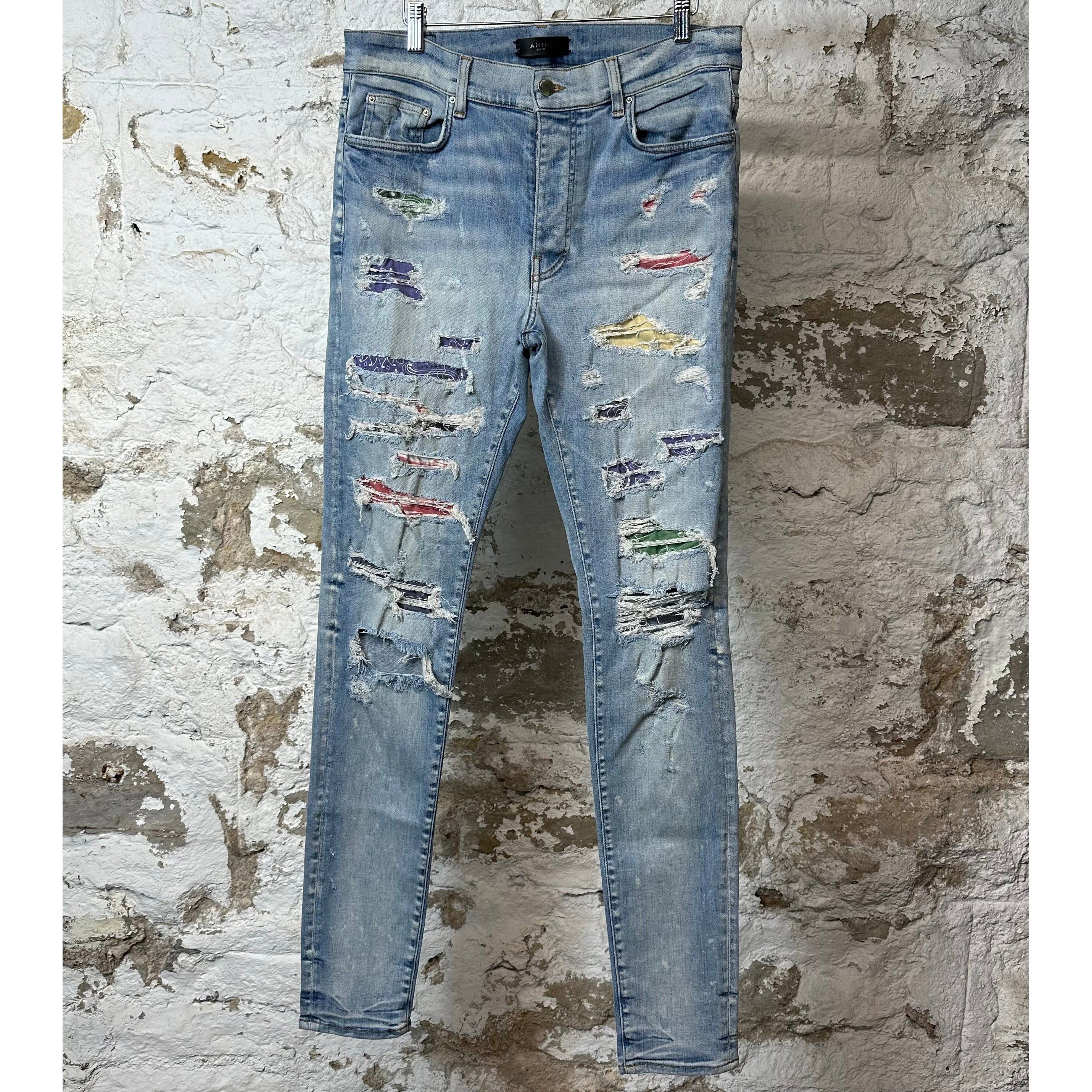 Amiri Amiri Multicolor Paisley Blue Denim Jeans Sz 34 Size US 34 / EU 50 - 1 Thumbnail
