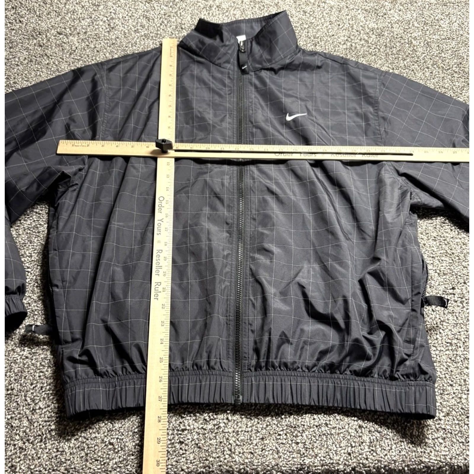 Nike Nike Lab Jacket Mens M Flicker Flash Check Grid Zip Windbreaker CV0556-010 Black Nylon Full Zip Mens Size US M / EU 48-50 / 2 - 5 Thumbnail