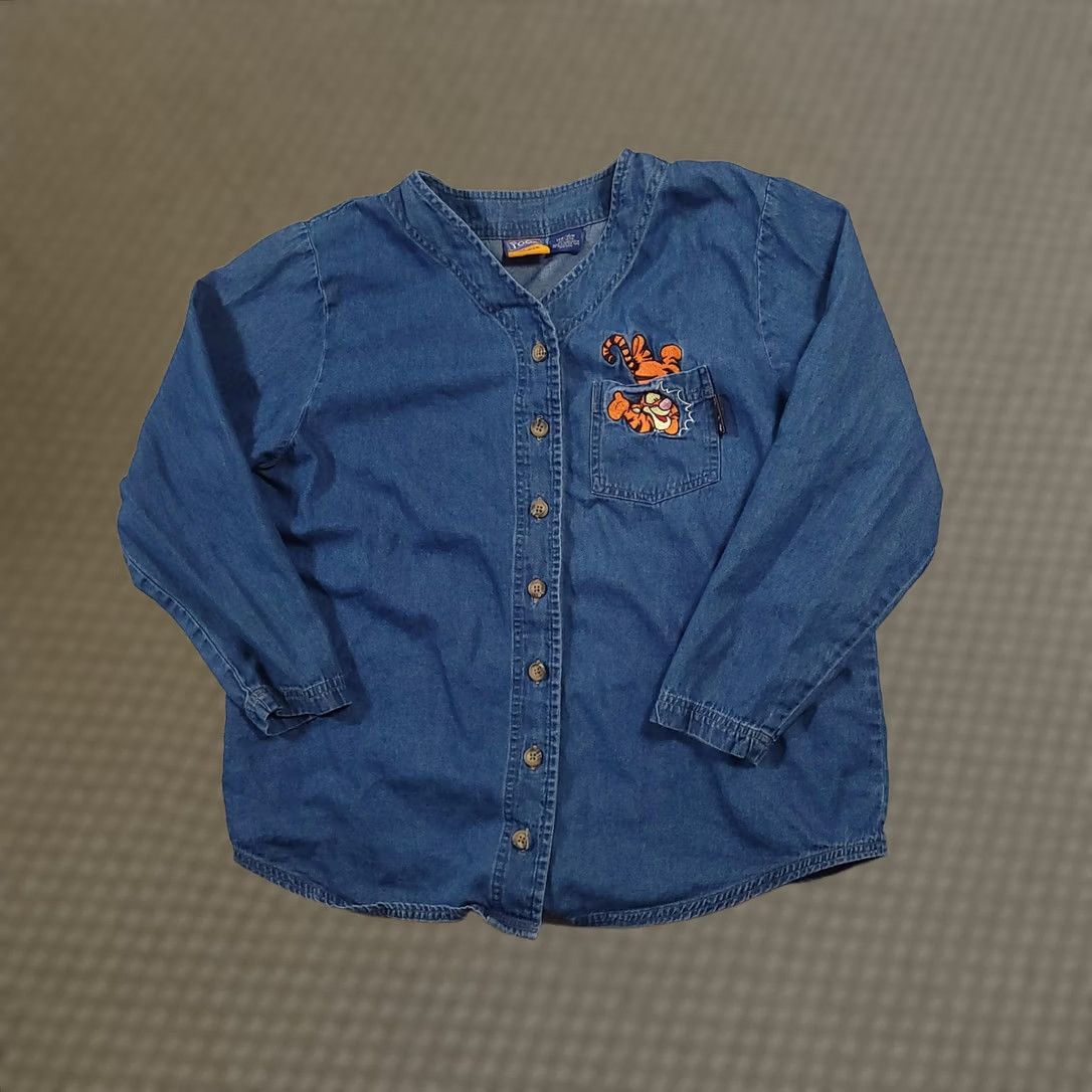 Disney Disney Pooh Woman Denim Shirt Plus Womens 14W/16W Blue Button Front Tigger Embroidered Size XL / US 12-14 / IT 48-50 - 1 Thumbnail