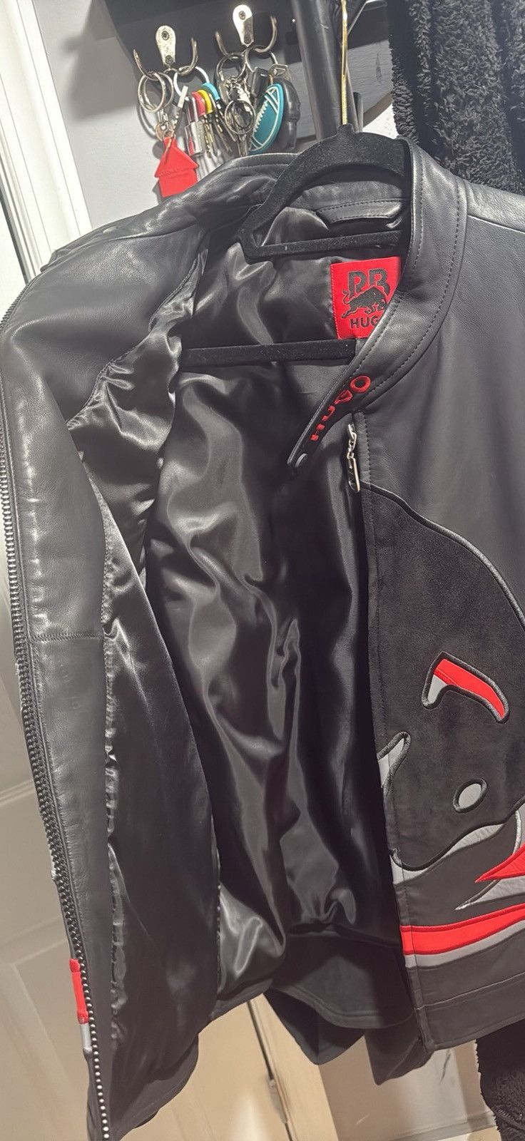 Hugo Boss HUGO x Red Bull Racing F1 Leather Jacket Black/Red (NWT) Size US XL / EU 56 / 4 - 11 Thumbnail