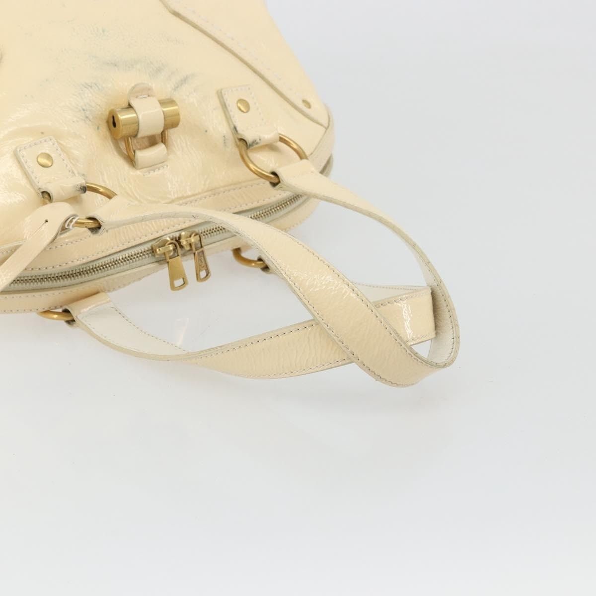 Saint Laurent Paris Saint Laurent Patent Leather Muse Toe Handbag Ivory Size ONE SIZE - 11 Thumbnail