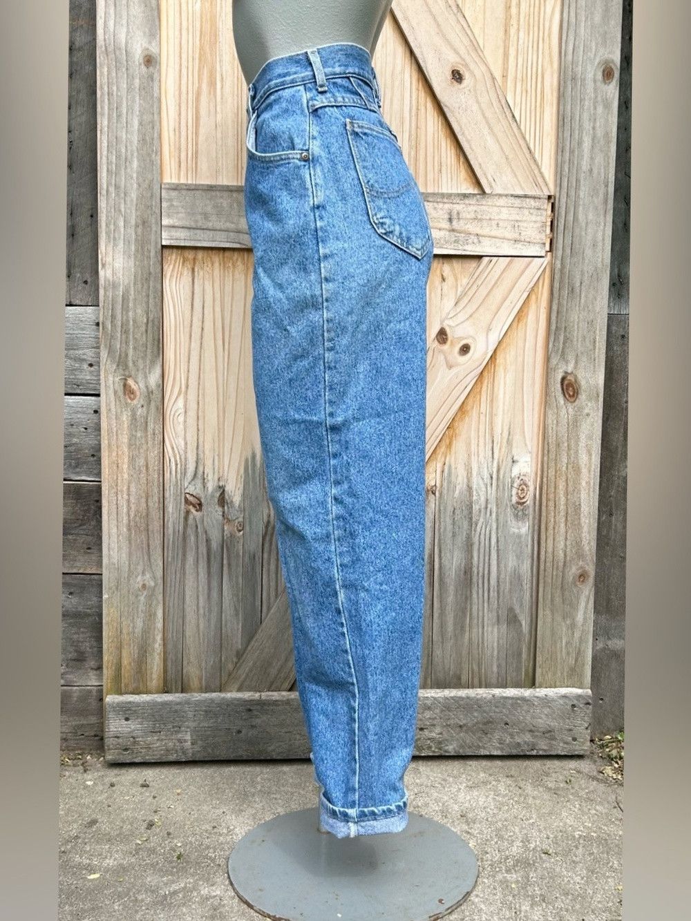 Lee Vintage Retro 80s Lee Womens Acid Wash High Rise Mom Jeans Size 34" / US 12 / IT 48 - 2 Thumbnail