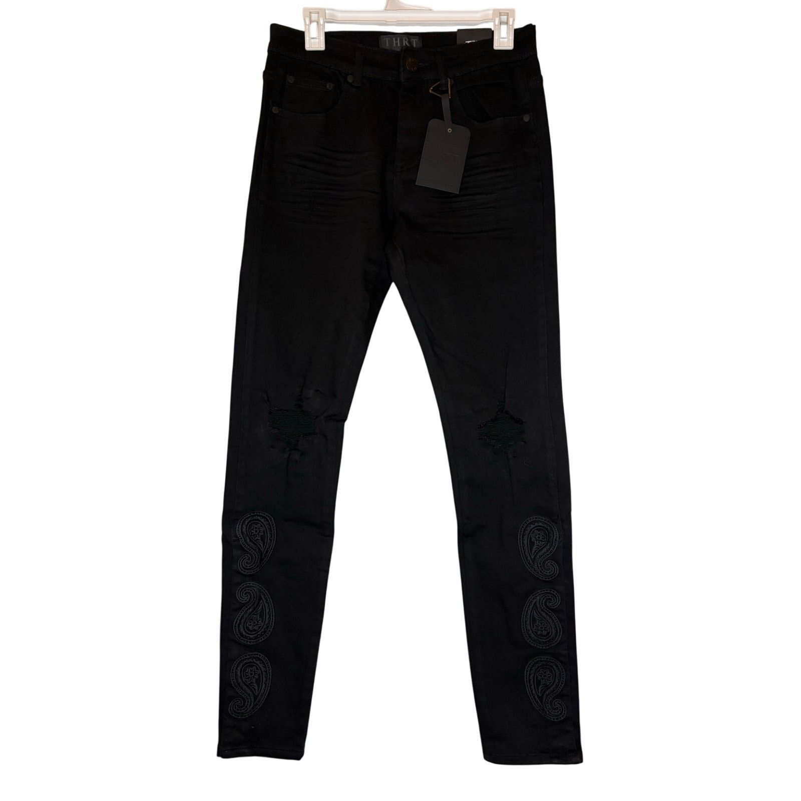 Other THRT Black Paisley Embroidered Skinny Jeans NWT, SZ 30 Size US 30 / EU 46 - 4 Thumbnail
