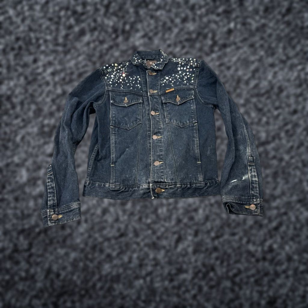 Edwin Vintage Edwin Blue Embroidered Denim Trucker Jacket Womens Size 36 Japan Grays Denim Jacket Embroidered Biker Style Size XS / US 0-2 / IT 36-38 - 1 Thumbnail
