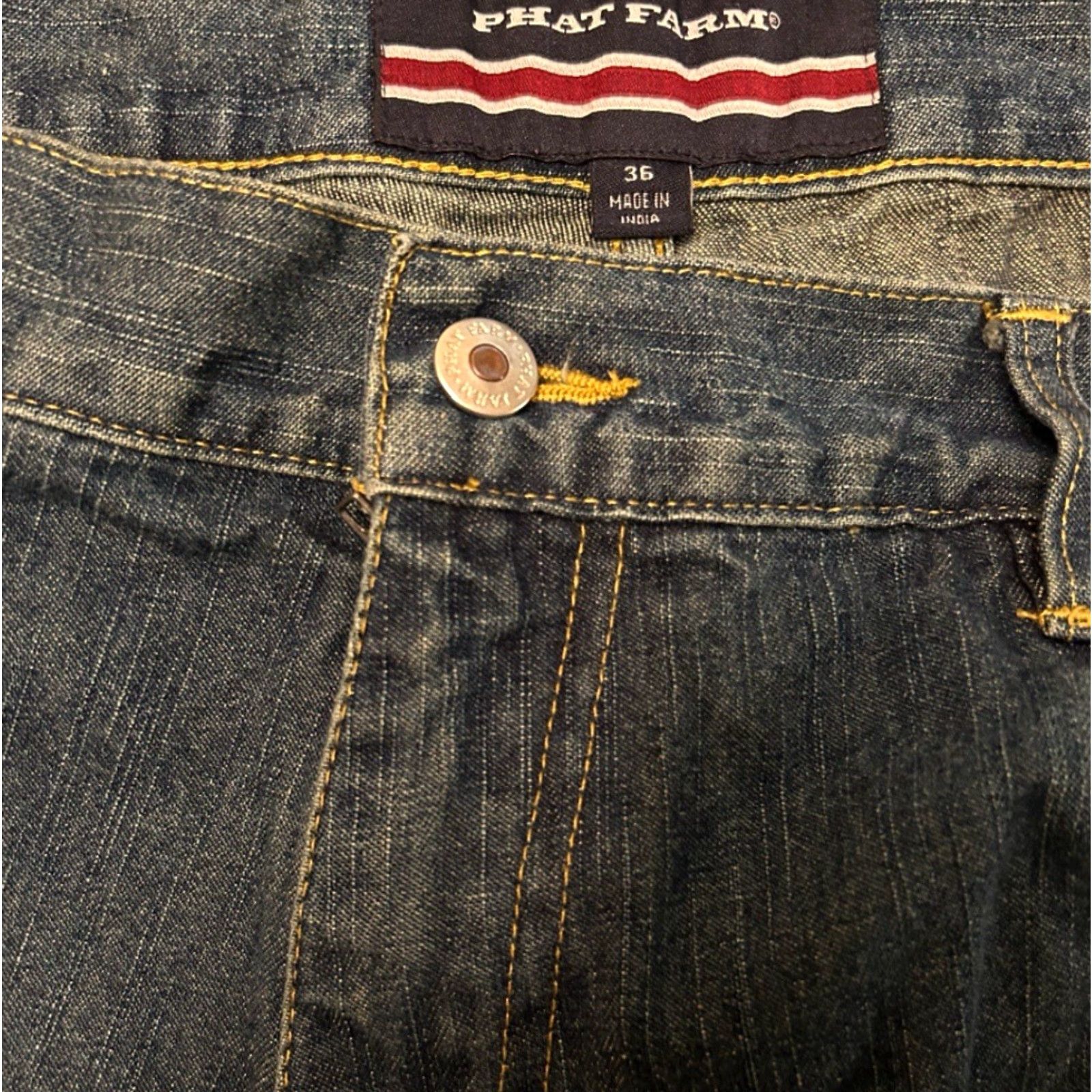Phat Farm VINTAGE Phat Farm Jeans Mens Size 36 Baggy Hip Hop Skater Grunge Wide-Leg Denim Blue 36x33 Pockets Y2K 90s 2000s VTG Mens Size US 36 / EU 52 - 4 Thumbnail