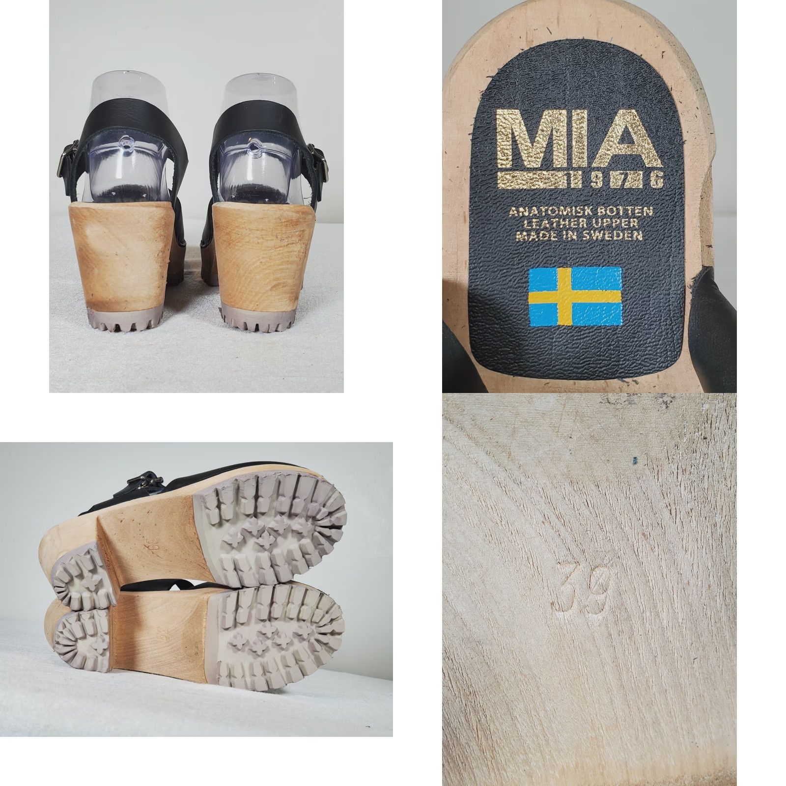 Vintage VINTAGE MIA ABBA Clogs Black Leather 3" Block Heel Sandals Ankle Strap Women's US 8.5 Size US 9 / IT 39 - 8 Thumbnail