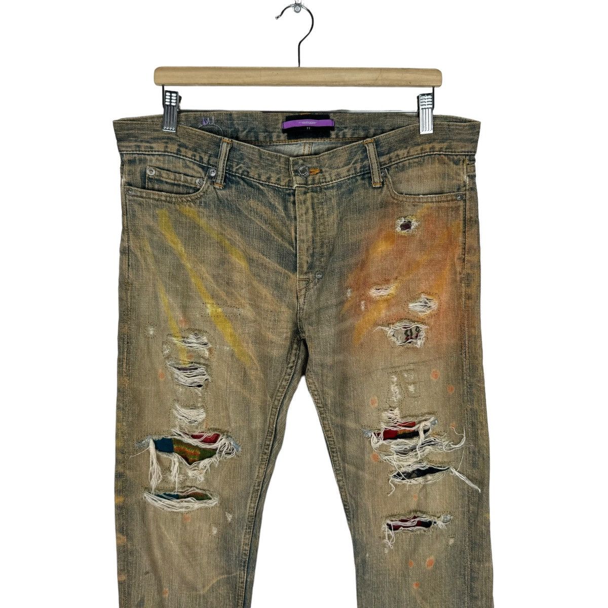 Japanese Brand ☀️SWAGGER PAINT SPLASH SELVEDGE DENIM PANTS Size US 34 / EU 50 - 2 Thumbnail