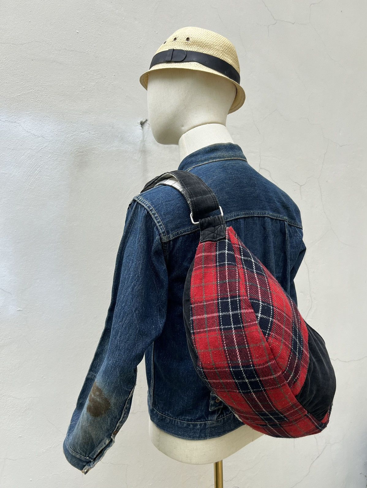 Vintage Beams Japan Multi Color Patchwork Corduroy Sling Bag