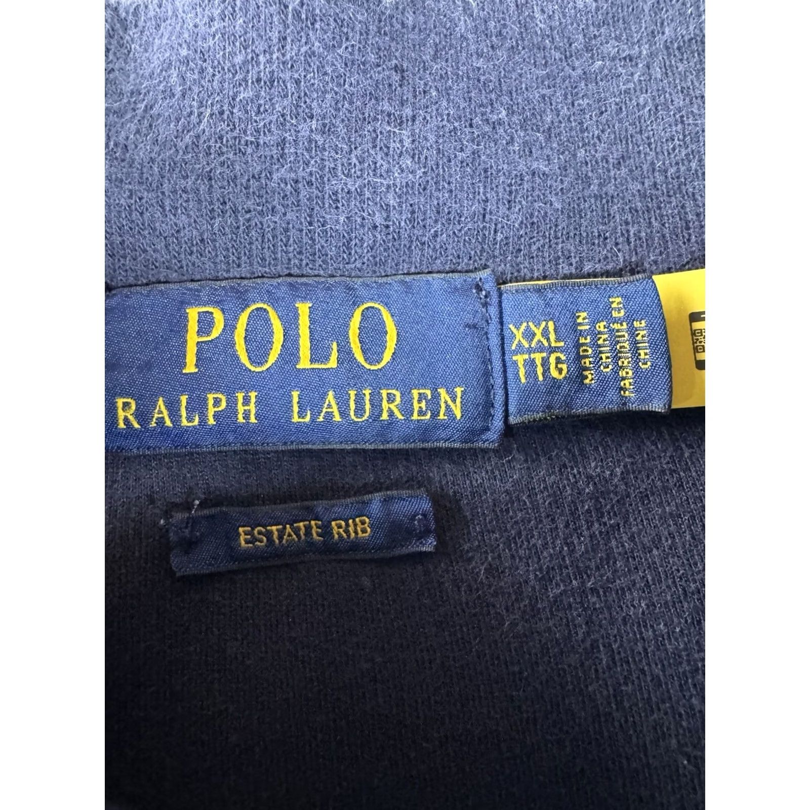 Polo Ralph Lauren Polo Ralph Lauren Blue Estate-Rib Cotton 1/4 Zip Pullover Flesh Pony XXL Mens Size US XXL / EU 58 / 5 - 3 Thumbnail