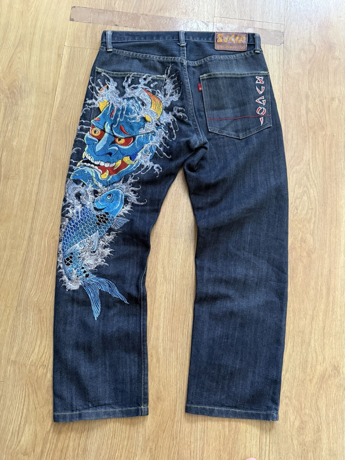 sugoi jeans 龍 刺繍 dragon 和　japan 刺青 30 Sugoi Jeans | Grailed