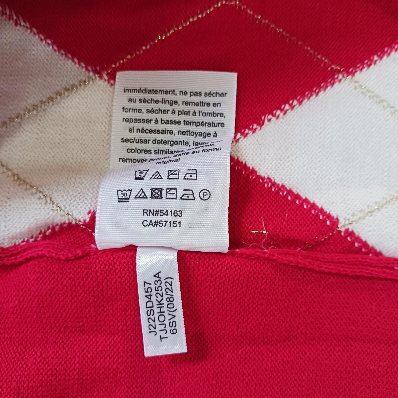 Tommy Hilfiger Tommy Hilfiger J22SD457 Women's Red & White Argyle Sweater L Size L / US 10 / IT 46 - 6 Thumbnail