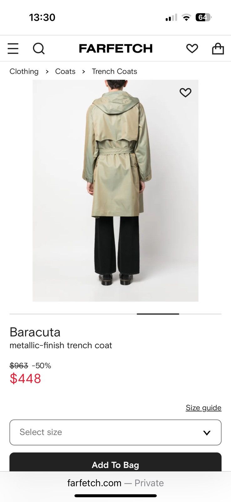 Baracuta Baracuta Metallic/green finish trench coat Size US L / EU 52-54 / 3 - 8 Thumbnail