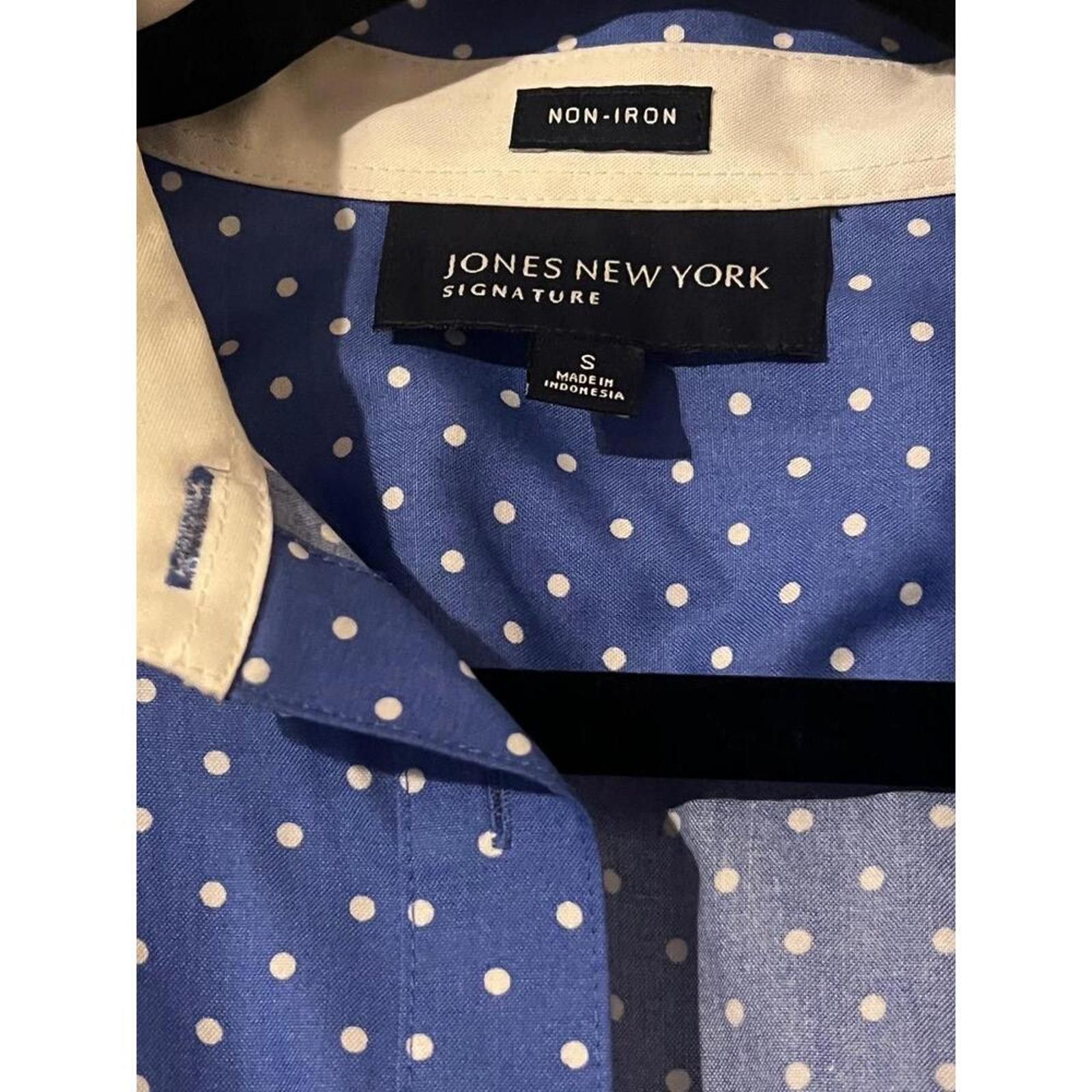 Jones New York JONES NEW YORK S Blue Polka Dot Button Front Preppy Retro Size S / US 4 / IT 40 - 6 Thumbnail