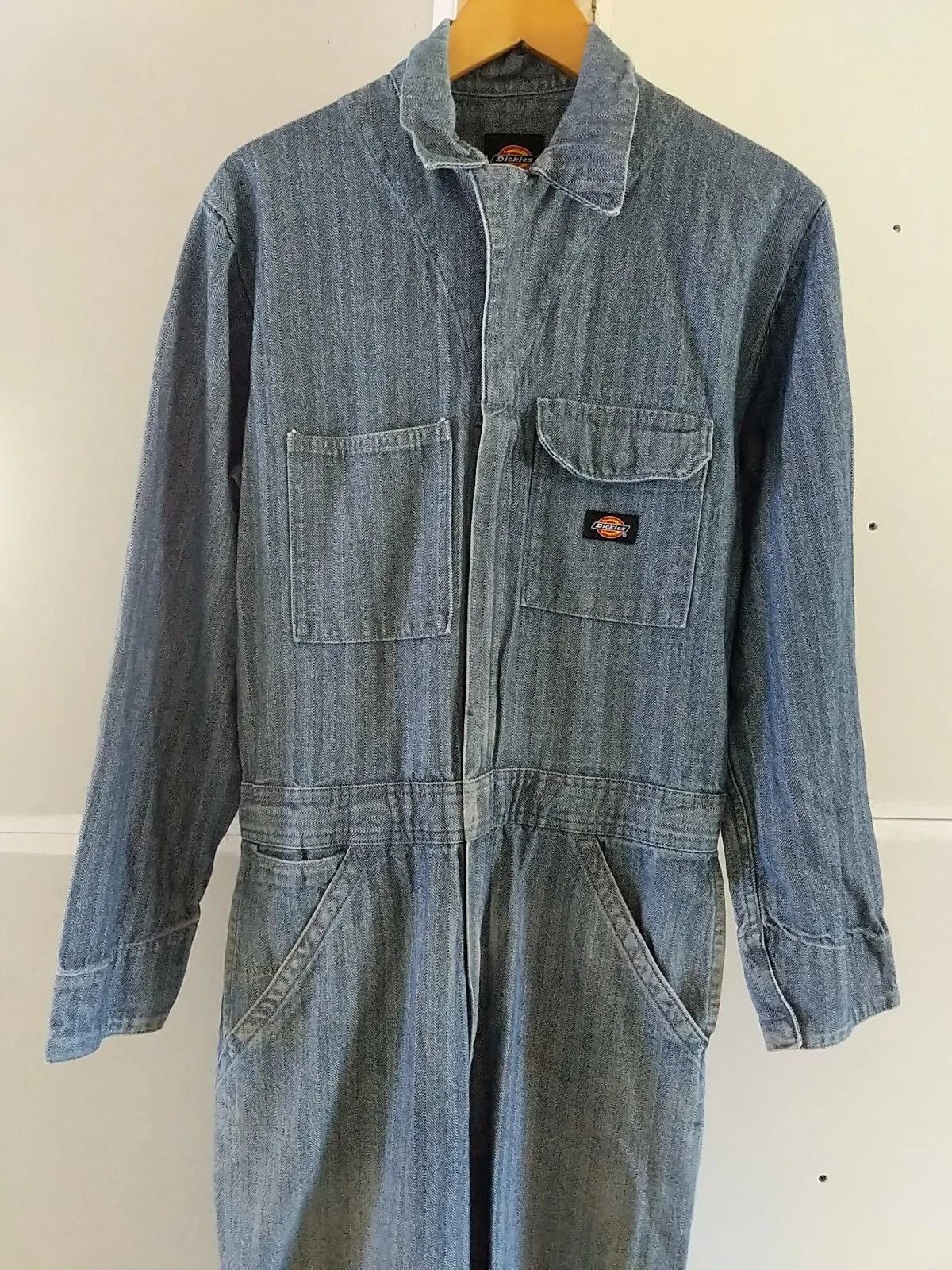 Dickies VTG DICKIES BLUE HERRINGBONE JUMPSUIT COVERALLS Size US 35 - 1 Thumbnail