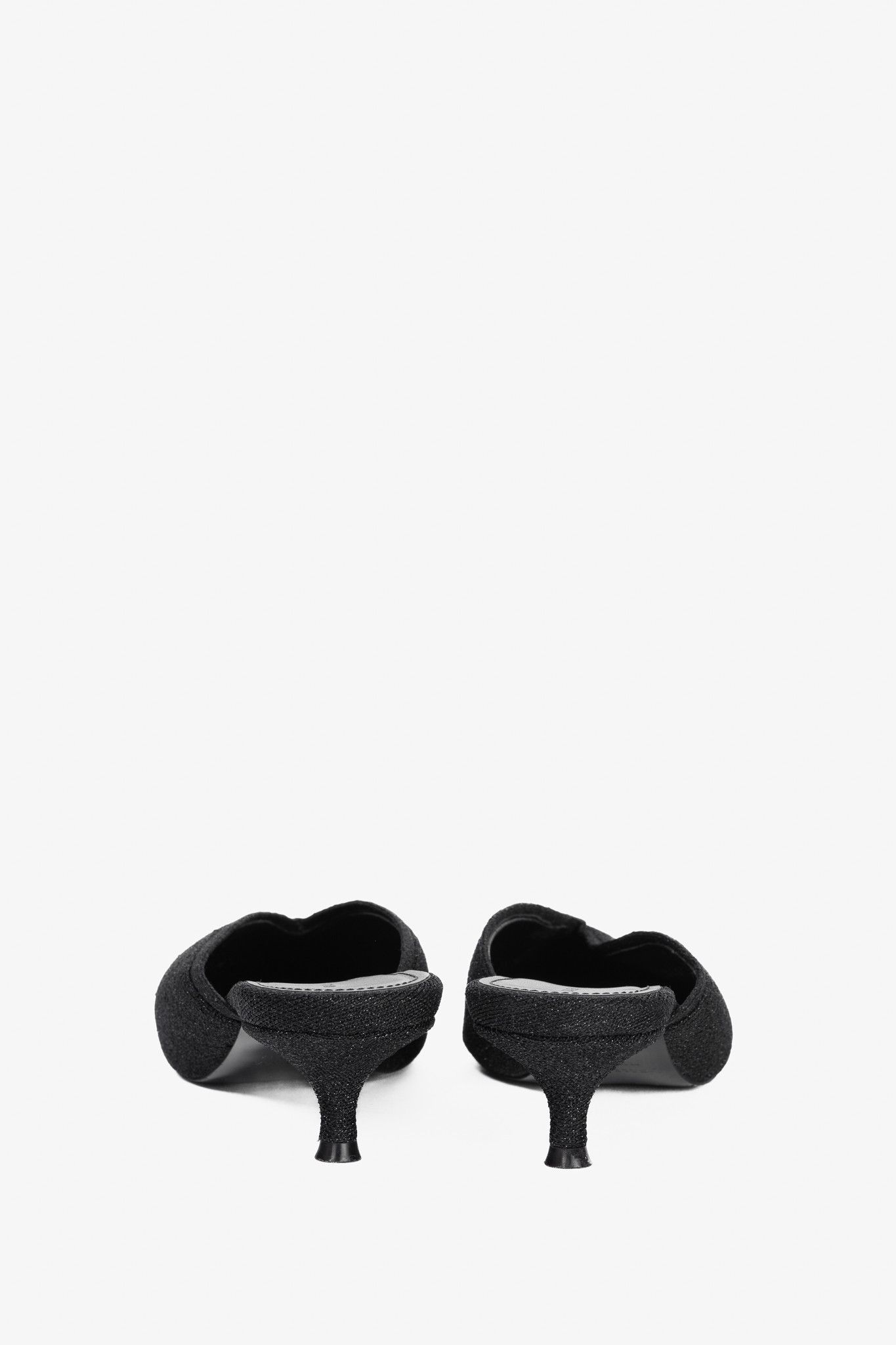 Balenciaga Balenciaga Black Glitter Knit Pointed-Toe Knife Mules Size US 7.5 / IT 37.5 - 3 Thumbnail