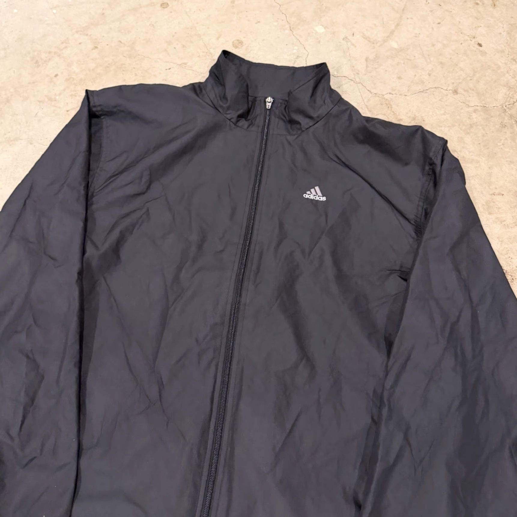 Adidas ADIDAS Mens Large Full Zip Windbreaker Jacket Pockets Black Acitve Athletic Size US L / EU 52-54 / 3 - 4 Thumbnail
