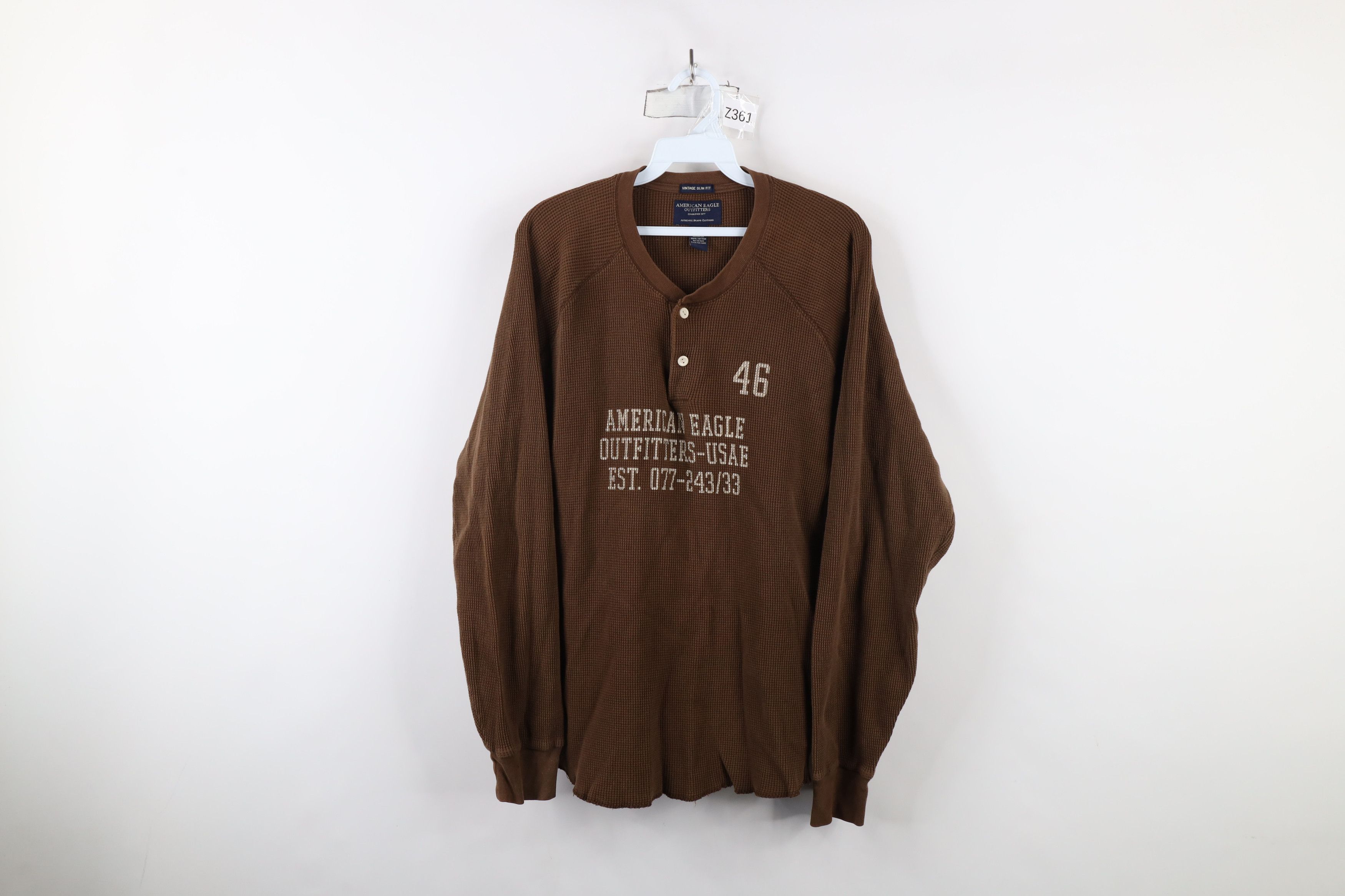 American Eagle Outfitters × Vintage Vintage American Eagle Outfitters Waffle Knit Henley T-Shirt Size US L / EU 52-54 / 3 - 1 Thumbnail