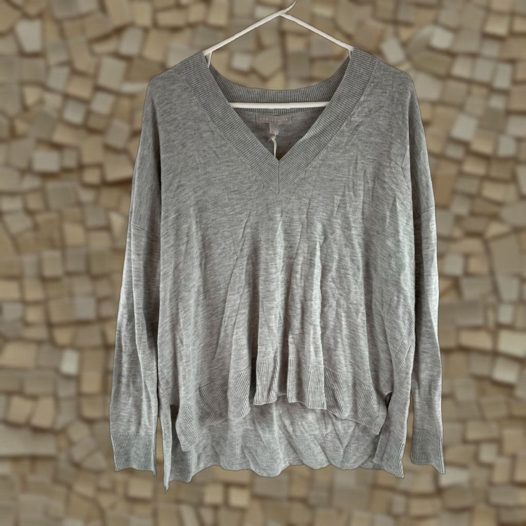 Vintage Chelsea28 Sweater Women Gray Long Sleeve Pullover V-Neck Rib Edge NWT Size M Size M / US 6-8 / IT 42-44 - 1 Thumbnail