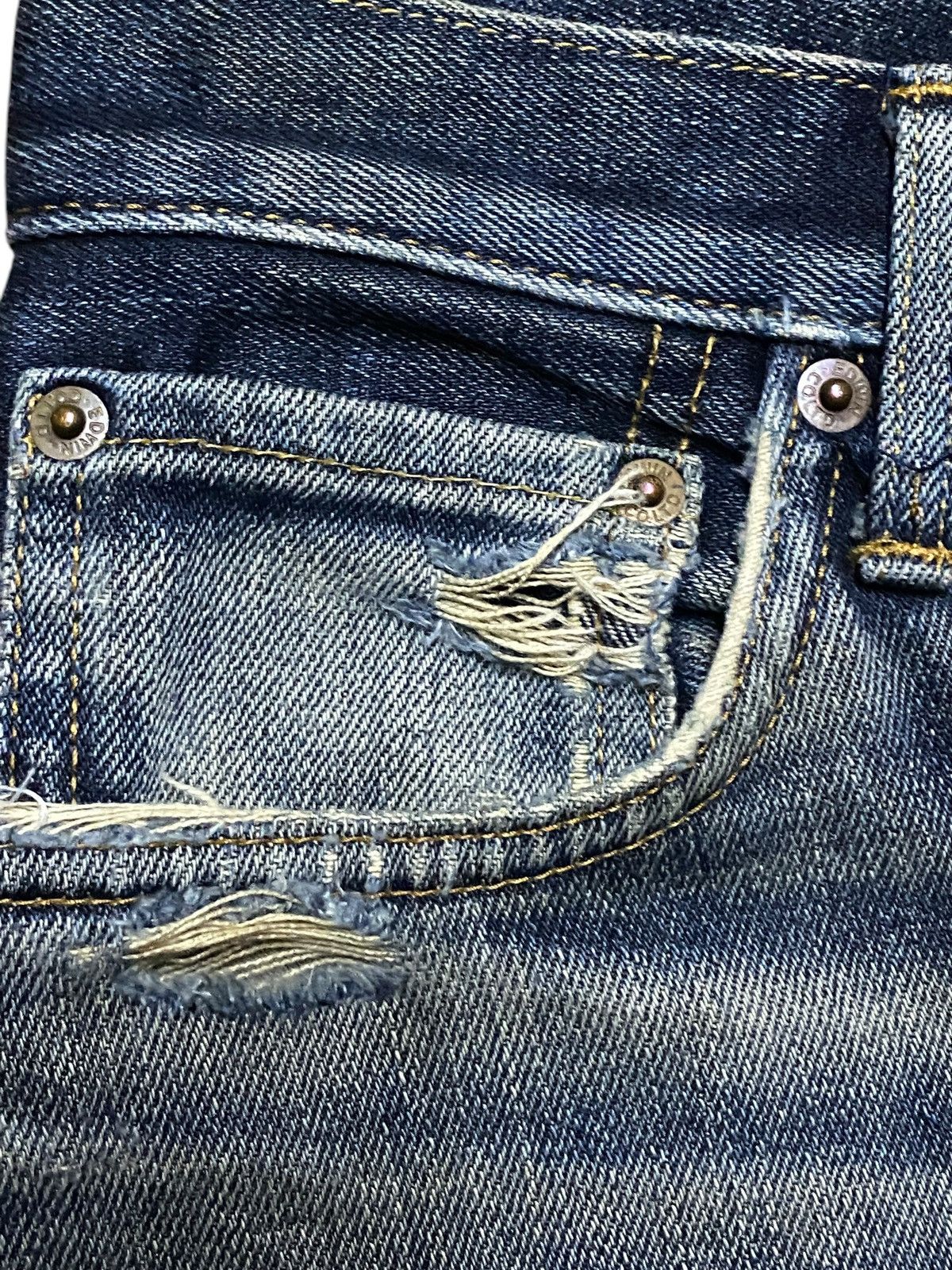 Edwin Vintage Japanese Brand Edwin 503 Distressed Slim Jeans Size US 30 / EU 46 - 10 Thumbnail