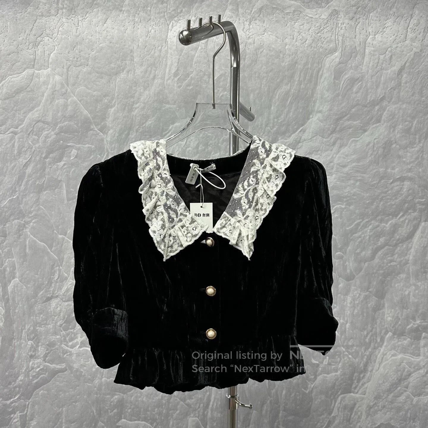 Miu Miu miu miu lace collar velvet coat. Size S / US 4 / IT 40 - 1 Thumbnail