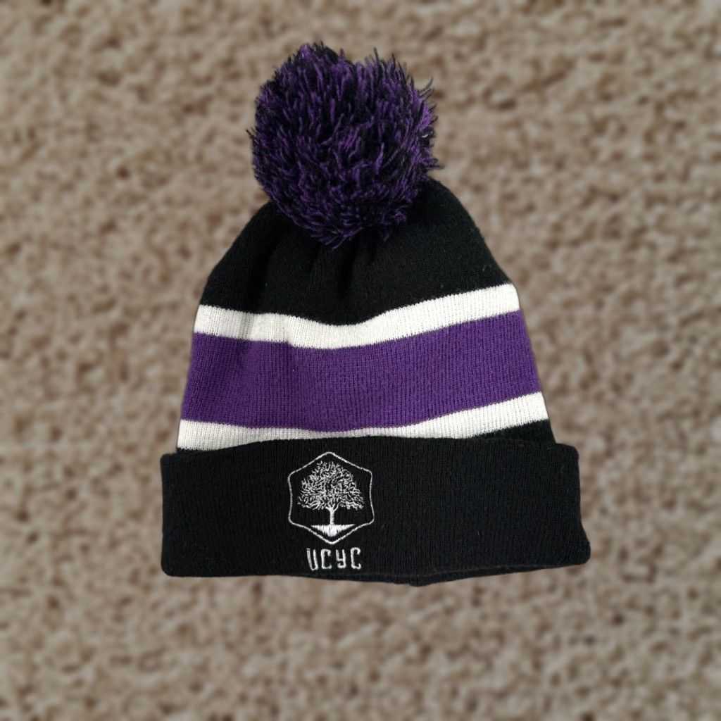 Vintage UCYC Beanie Hat Adult One Size Black Acrylic Pom Logo Casual Mens Size ONE SIZE - 1 Thumbnail