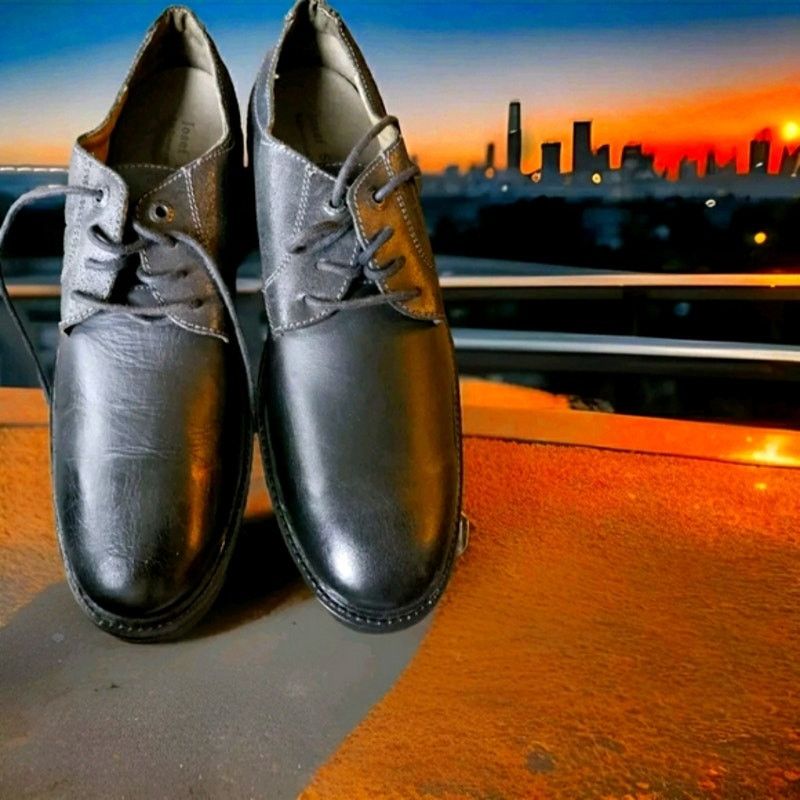 JOSEF SEIBAL Josef Seibel Shoes Mens Sz 8 Black Leather Lace Tie Shoes Size US 13 / EU 46 - 2 Thumbnail