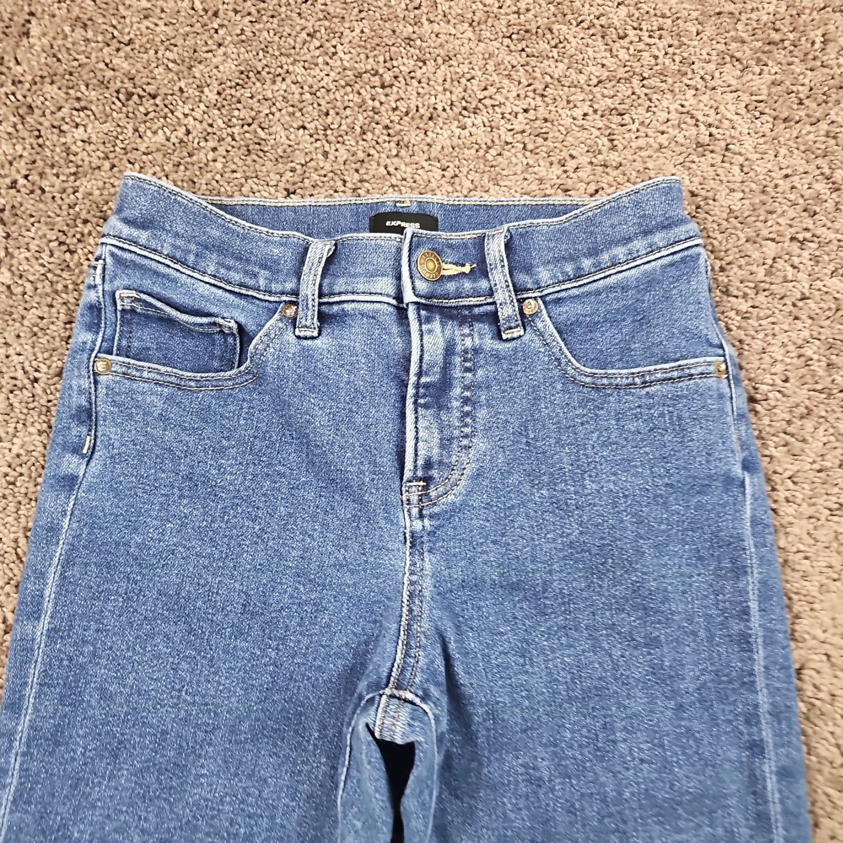 Express Express Jeans Womens 2 S Flared Mid Rise Hyper Sculpt Stretch Skyscraper 23x30 Blue Size 26" / US 2 / IT 38 - 2 Thumbnail