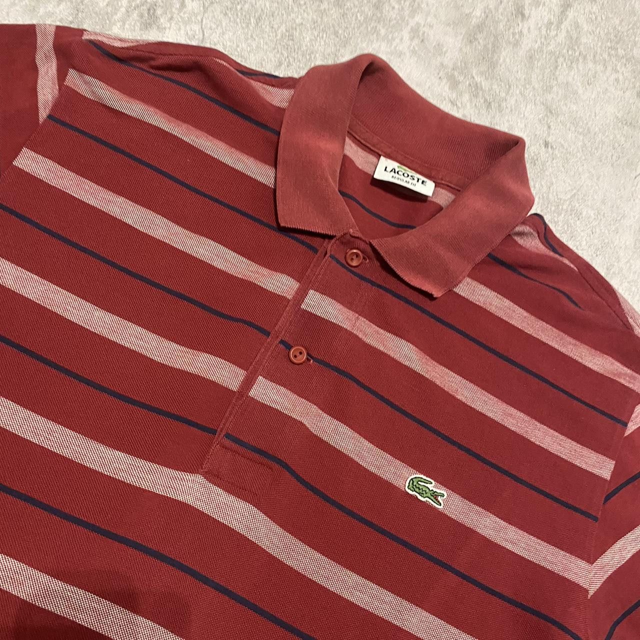Lacoste 2000s y2k Burgundy striped Lacoste polo shirt Size US M / EU 48-50 / 2 - 3 Thumbnail