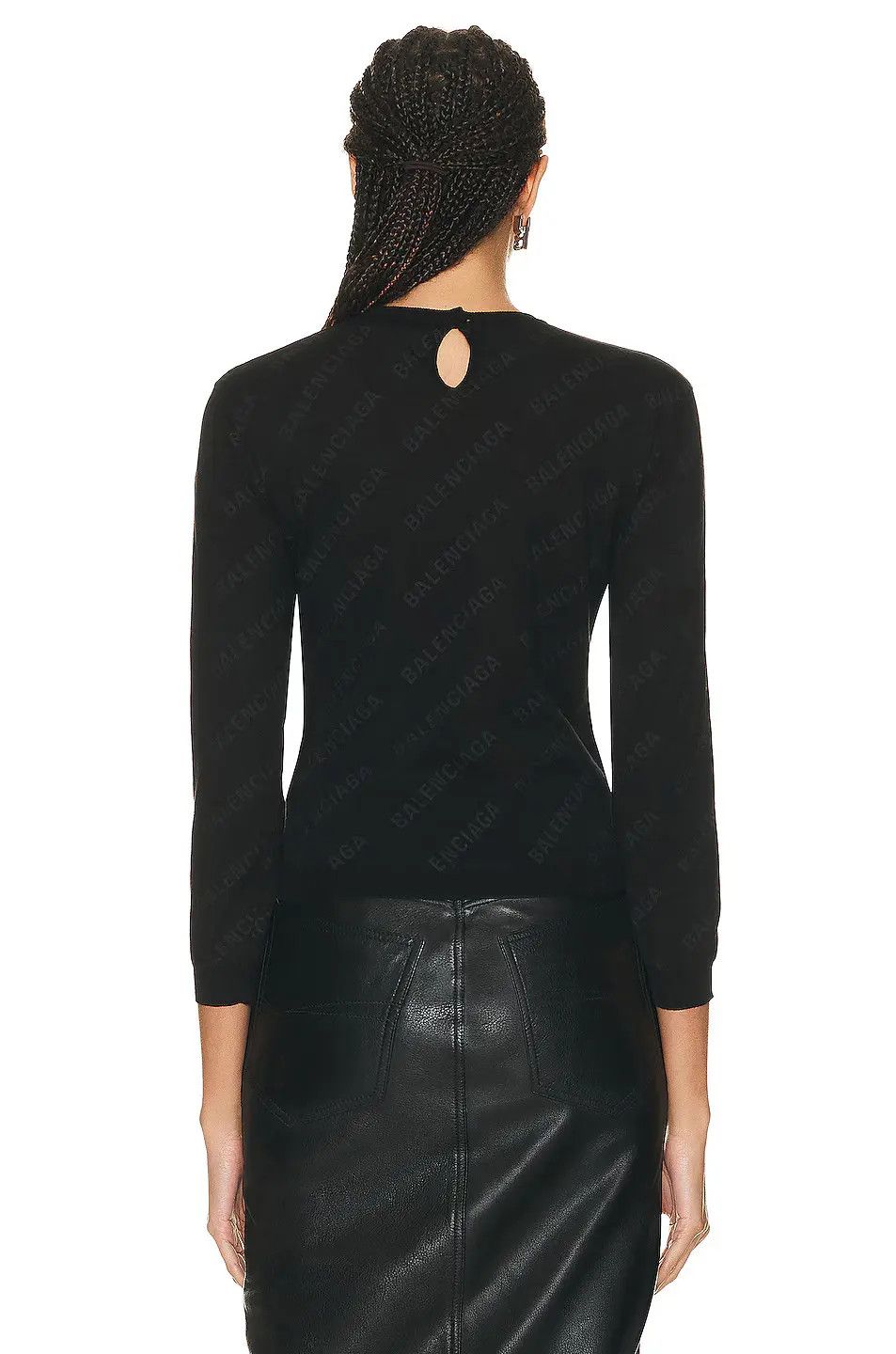 Balenciaga o1s1wg110225 Mini Allover Logo Sweater in Black Size L / US 10 / IT 46 - 6 Thumbnail