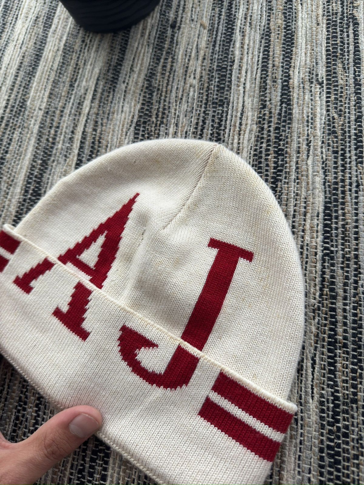 Armani Vintage Armani big logo Y2K distressed beanie hat Size ONE SIZE - 2 Thumbnail