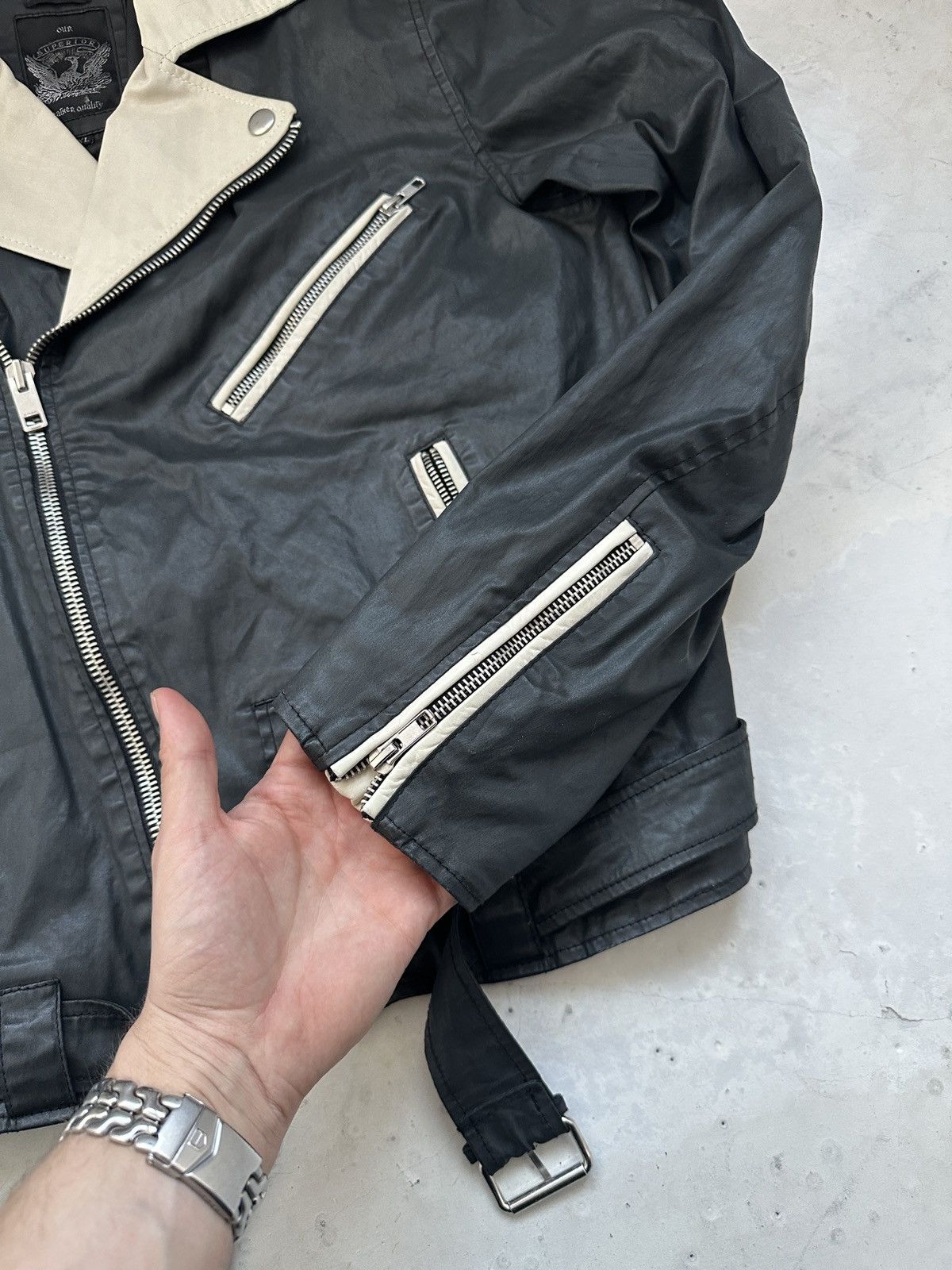 Designer × Diesel Diesel Waxed cotton and leather ramone biker jacket Y2K Size US XL / EU 56 / 4 - 6 Thumbnail