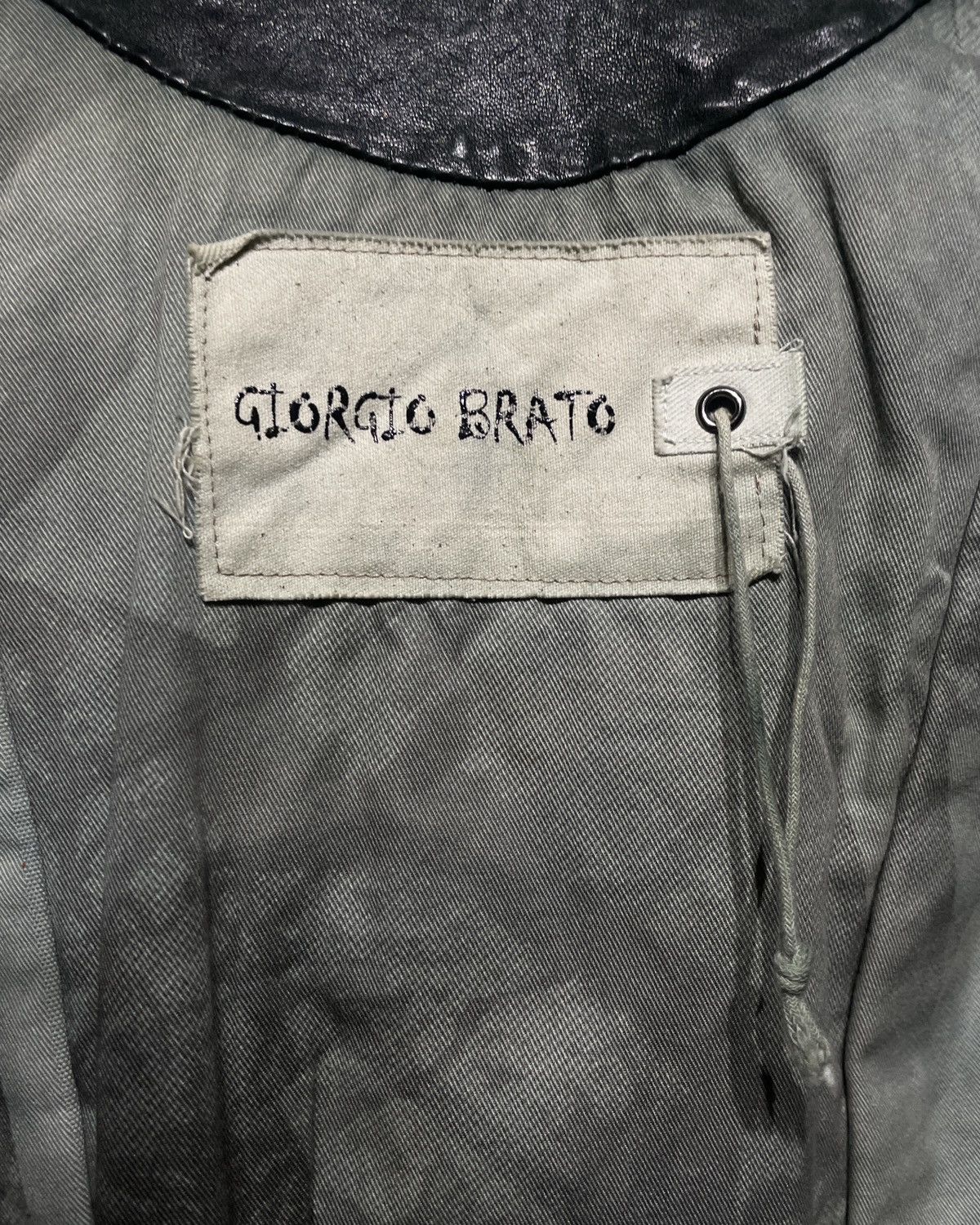 Giorgio Brato Giorgio Brato Oxidized Green Asymmetric Snap Leather Jacket Size S / US 4 / IT 40 - 13 Thumbnail