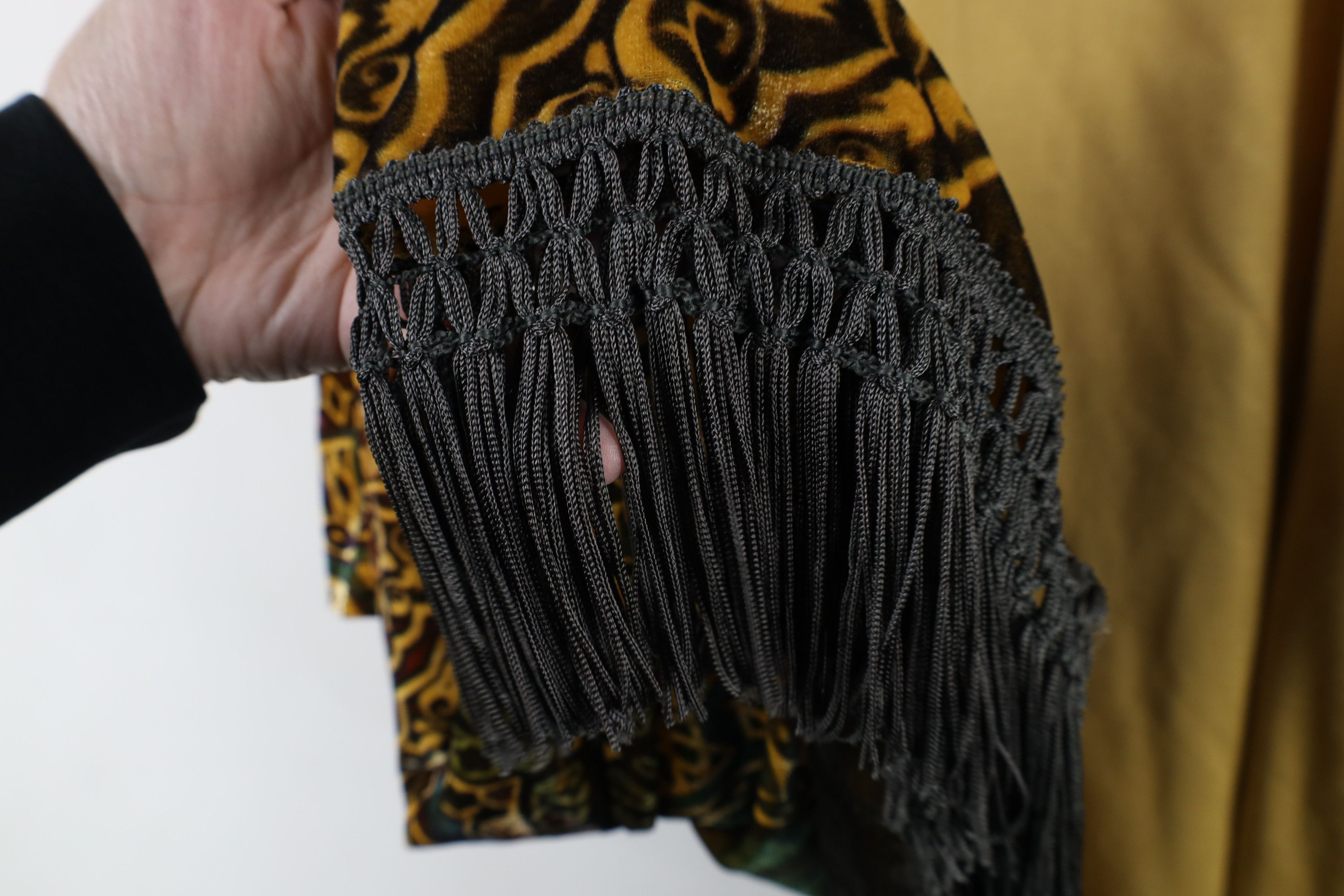 Vintage Vintage 90s Boho Chic Geometric Fringed Open Front Cardigan Size XL / US 12-14 / IT 48-50 - 6 Thumbnail