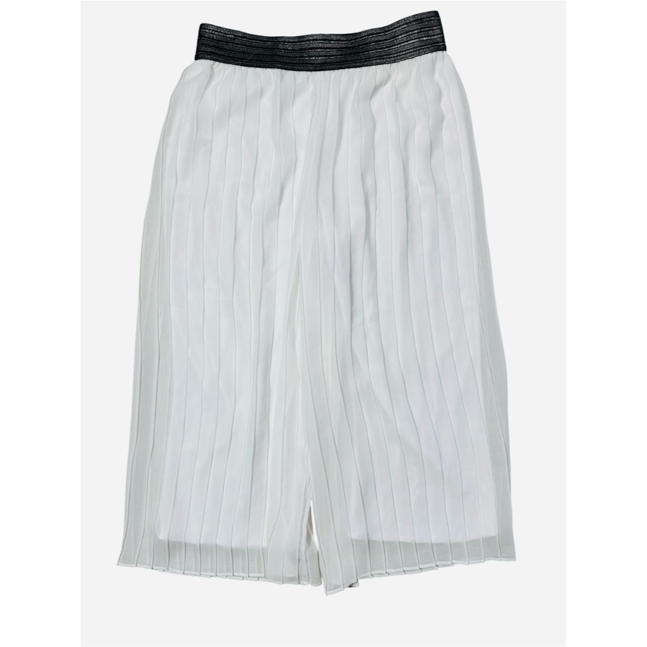 Alfani Alfani Metallic Waistband Pleated Chiffon White Culottes Si Size 28" / US 6 / IT 42 - 3 Thumbnail