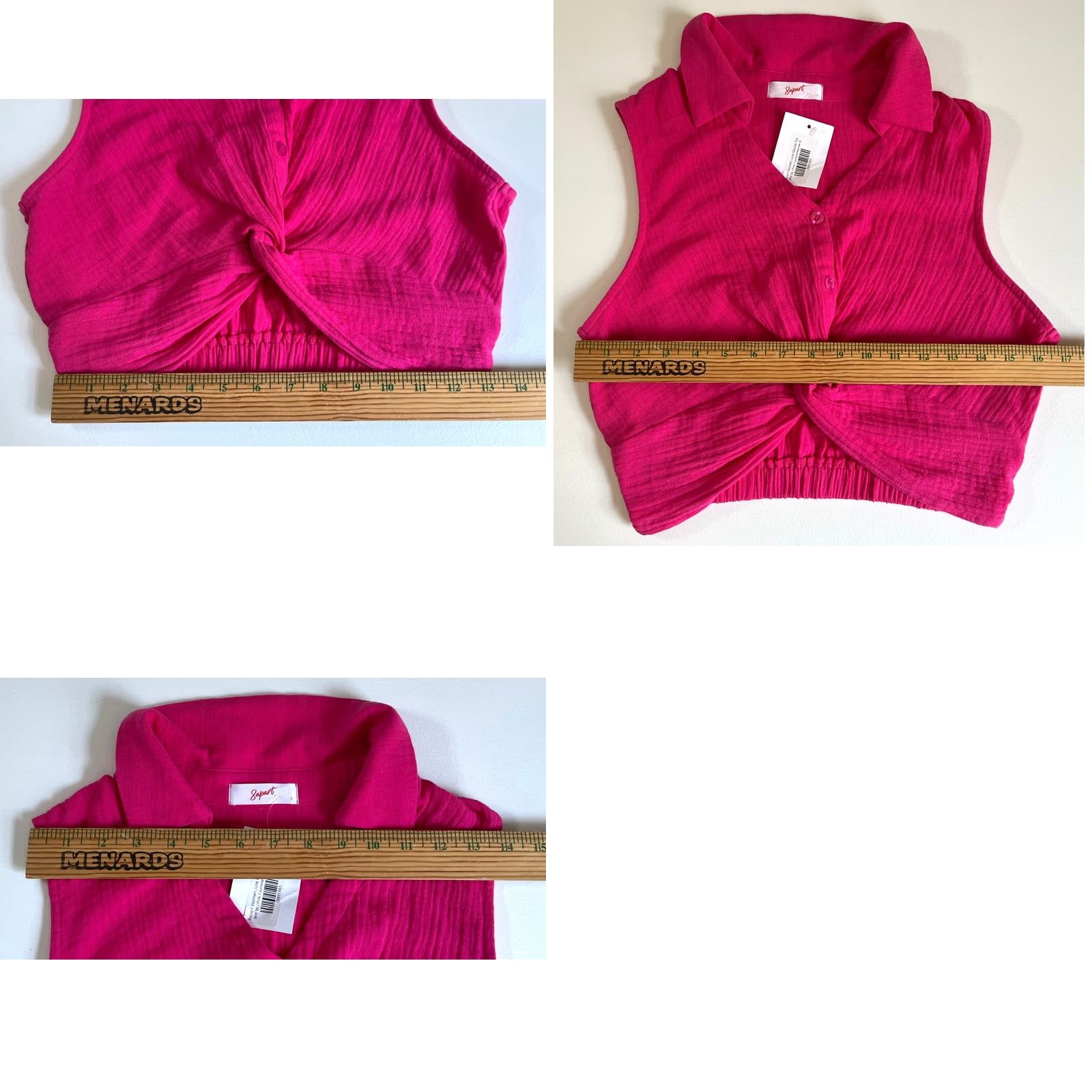 Vintage 8apart Junior's Julle Gauze Top Tank Cropped Pink S Teen Young Adult Hot Pink NWT Frances on the Park Size S / US 4 / IT 40 - 9 Thumbnail
