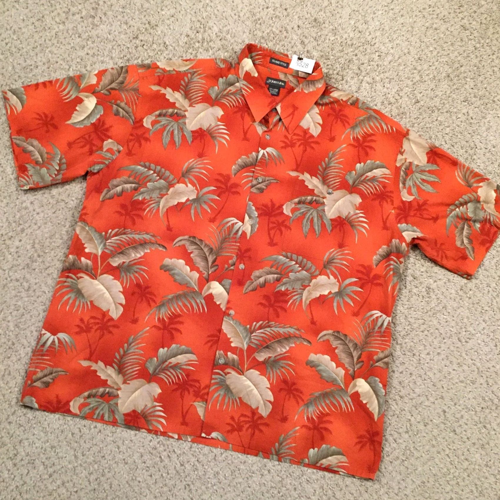 Vintage St. John's Bay Shirt Mens XXL Orange Floral Island Short Sleeve Button Up Size US XXL / EU 58 / 5 - 2 Thumbnail