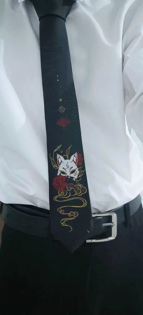 Japanese Brand × Vintage Avant garde punk y2k amine fox jacquard neck tie Size ONE SIZE - 4 Thumbnail