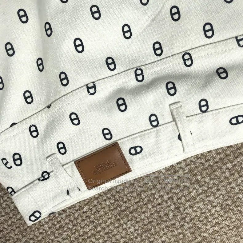 Hermes Hermes White Printed Short Skirt Size 24" / US 00 / IT 34 - 3 Thumbnail
