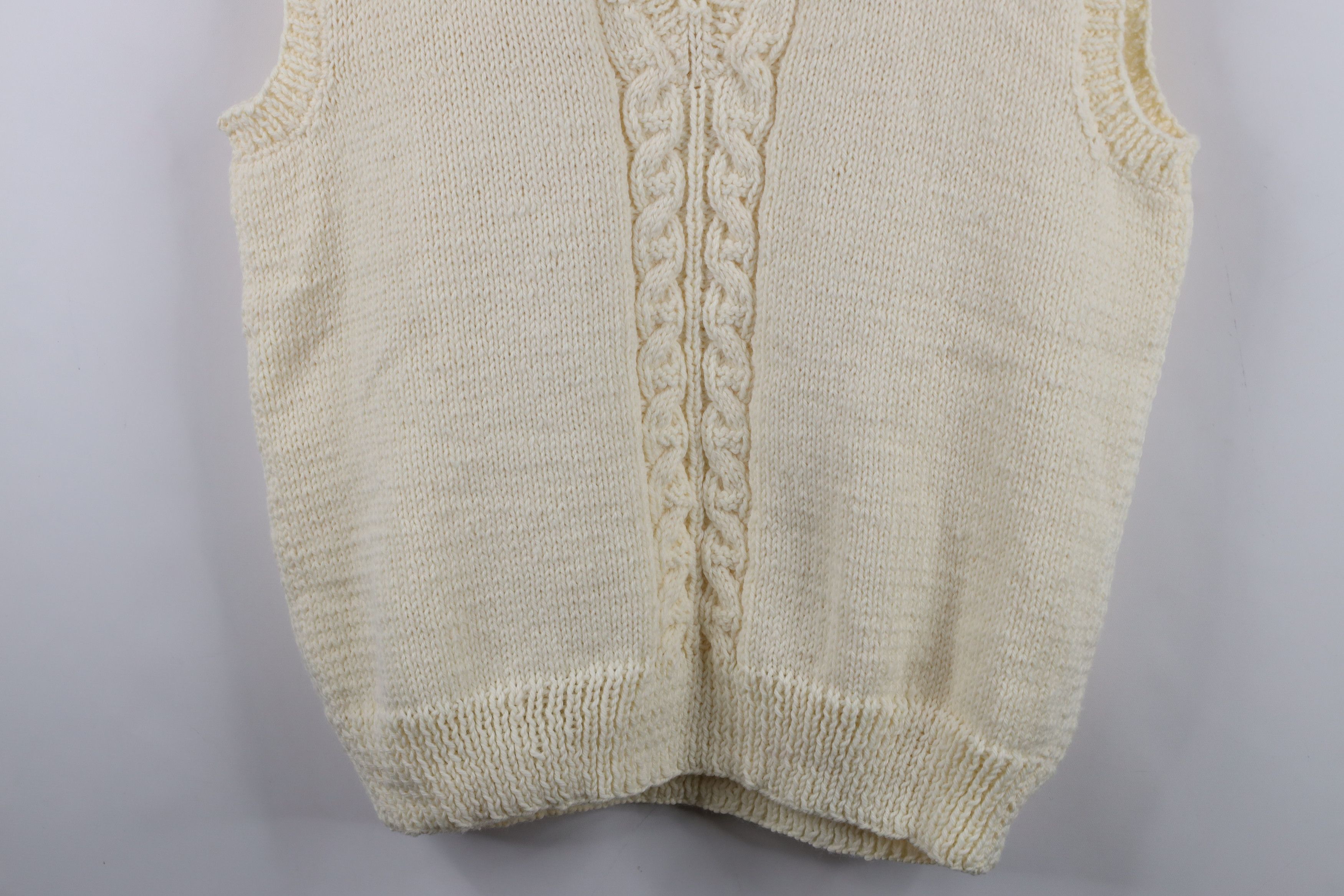 Vintage Vintage 60s 70s Dapper Cable Knit Sweater Vest Cream USA Size US XXL / EU 58 / 5 - 3 Thumbnail