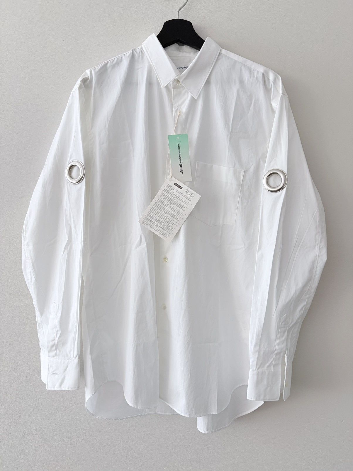 Comme des Garcons SHIRT Comme des Garçons SHIRT Silver Grommet Detail White Shirt Size US M / EU 48-50 / 2 - 1 Thumbnail