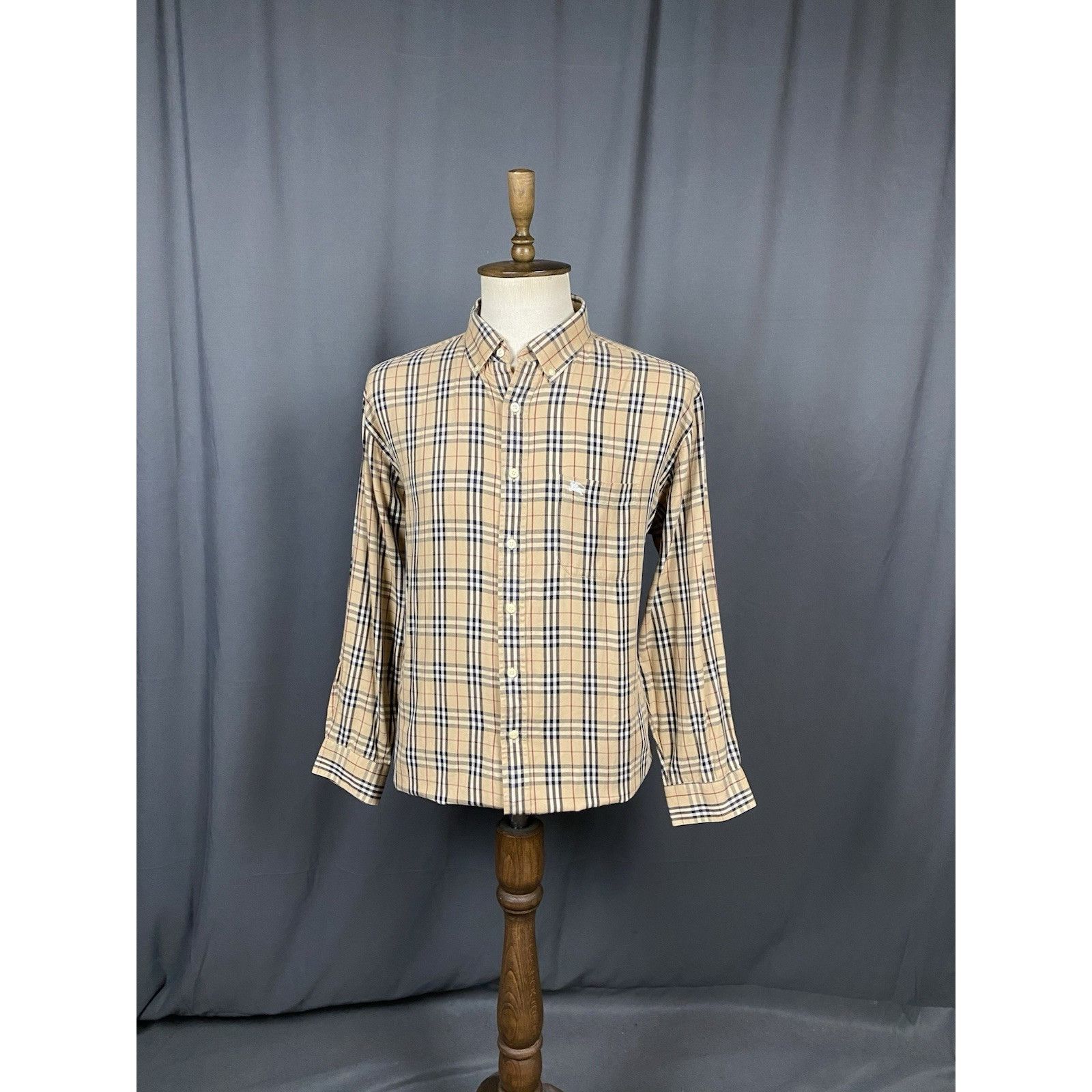 Burberry Burberry Nova Check Vintage Men's Beige Longsleeve Shirt Siz Size US XL / EU 56 / 4 - 4 Thumbnail