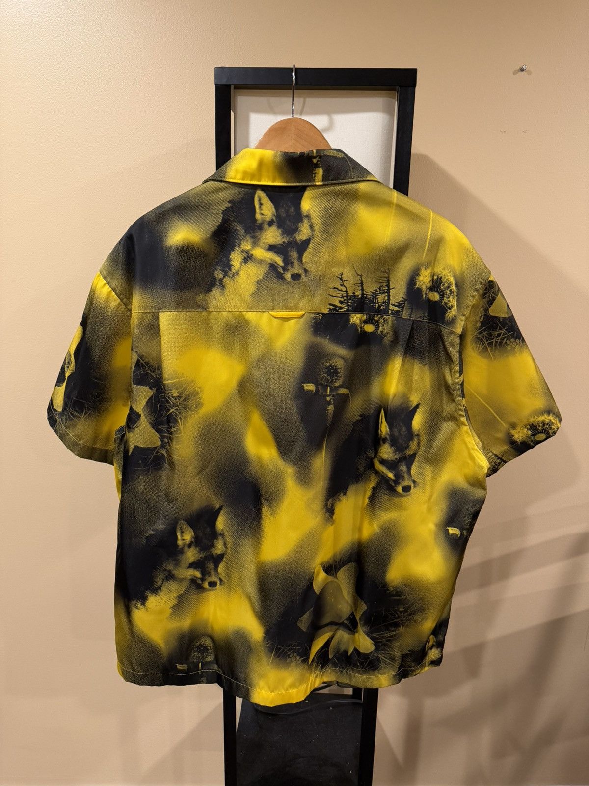 Prada Prada Abstract Fox-Print Yellow Nylon Yellow Bowling Shirt Size US L / EU 52-54 / 3 - 3 Thumbnail