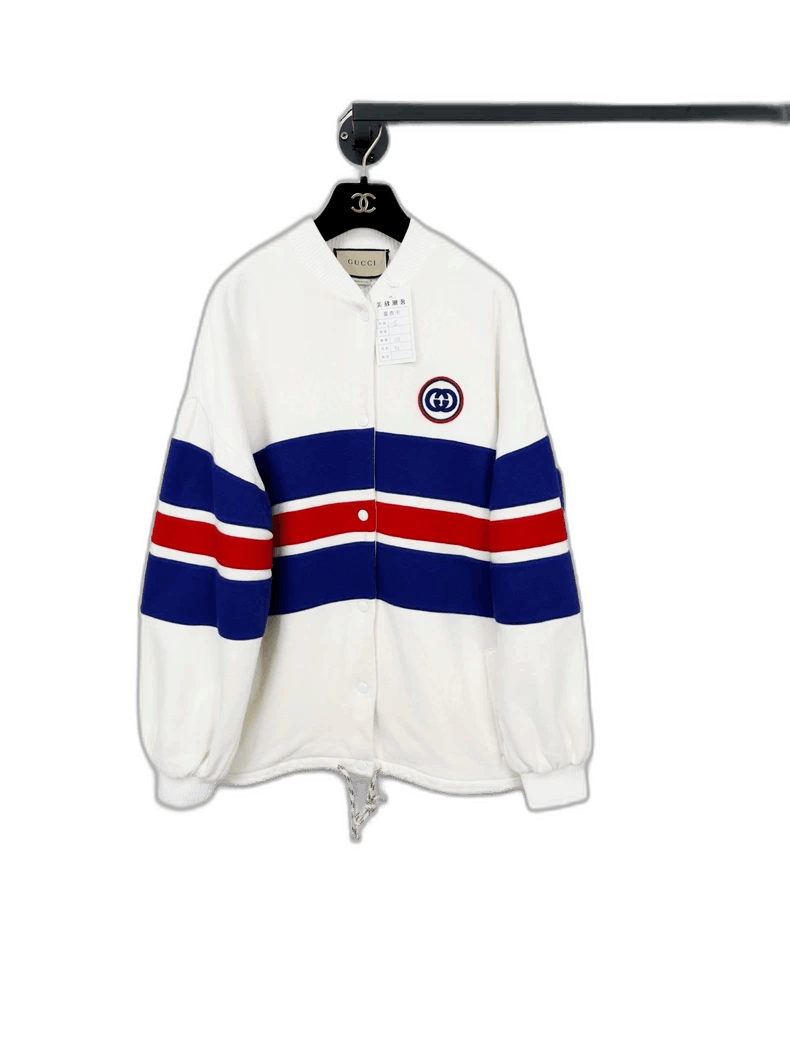 Gucci Gucci Baseball Jacket in White with Stripes Size S / US 4 / IT 40 - 1 Thumbnail