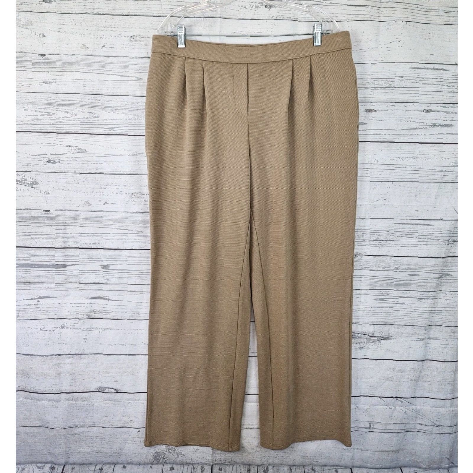 J. Jill J Jill Wearever Collection Womens Pants Sz Large Petite Tan Ribbed Pull On Size 36" / US 14 / IT 50 - 2 Thumbnail