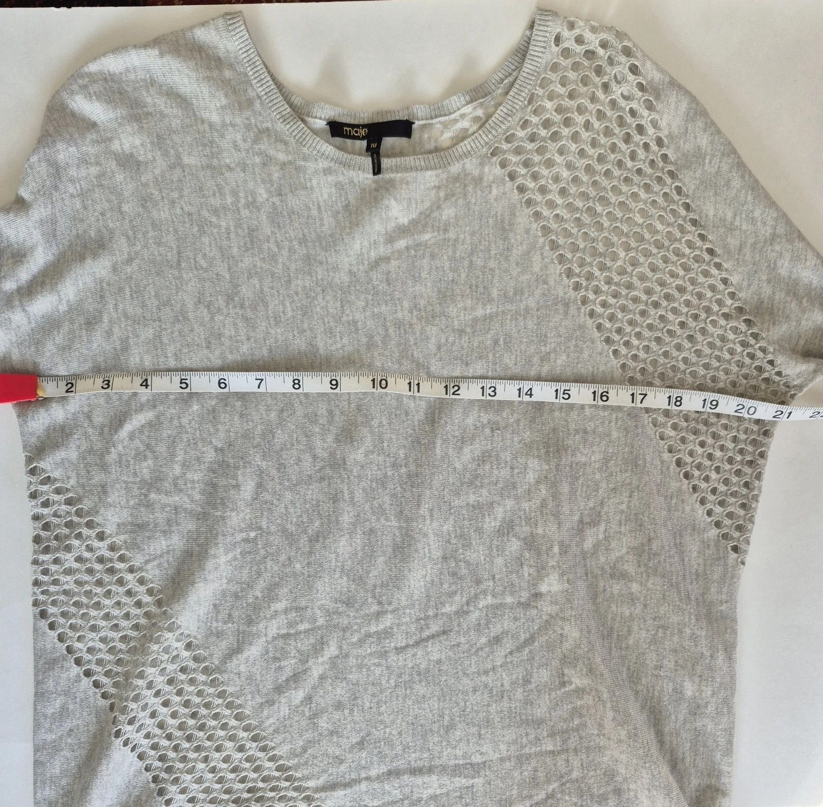 Maje Sweater Pointelle Soft Wool Blend Long Slv Crew Neck NWOT Size ONE SIZE - 7 Thumbnail