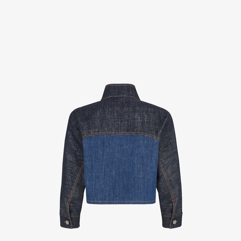 Fendi o1loc1c0126 Two-tone Denim Cropped Jacket in Blue Size M / US 6-8 / IT 42-44 - 2 Thumbnail