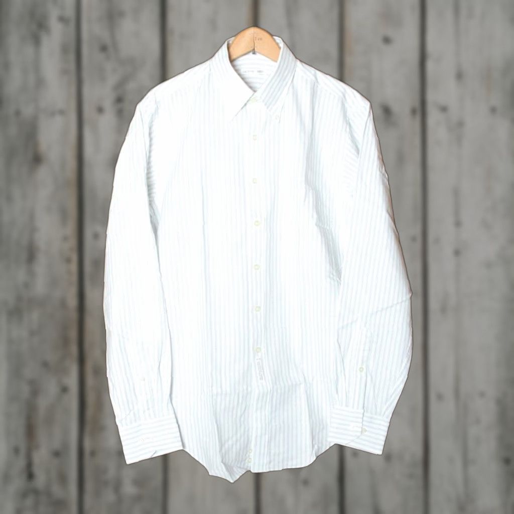 Vintage VINTAGE Geoffery Beene Striped OCBD Button Front Shirt Sz. 15 1/2 x 34/35 Gray White 1980s Mens Shirt Size US S / EU 44-46 / 1 - 1 Thumbnail